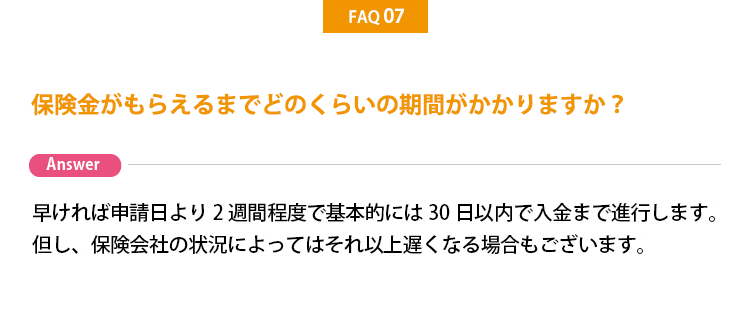 保険金入金までの期間